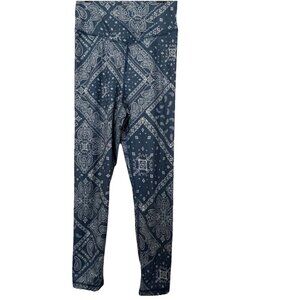 American Eagle Blue Paisley Legging Size Medium Crossover Front Yoga Athletics